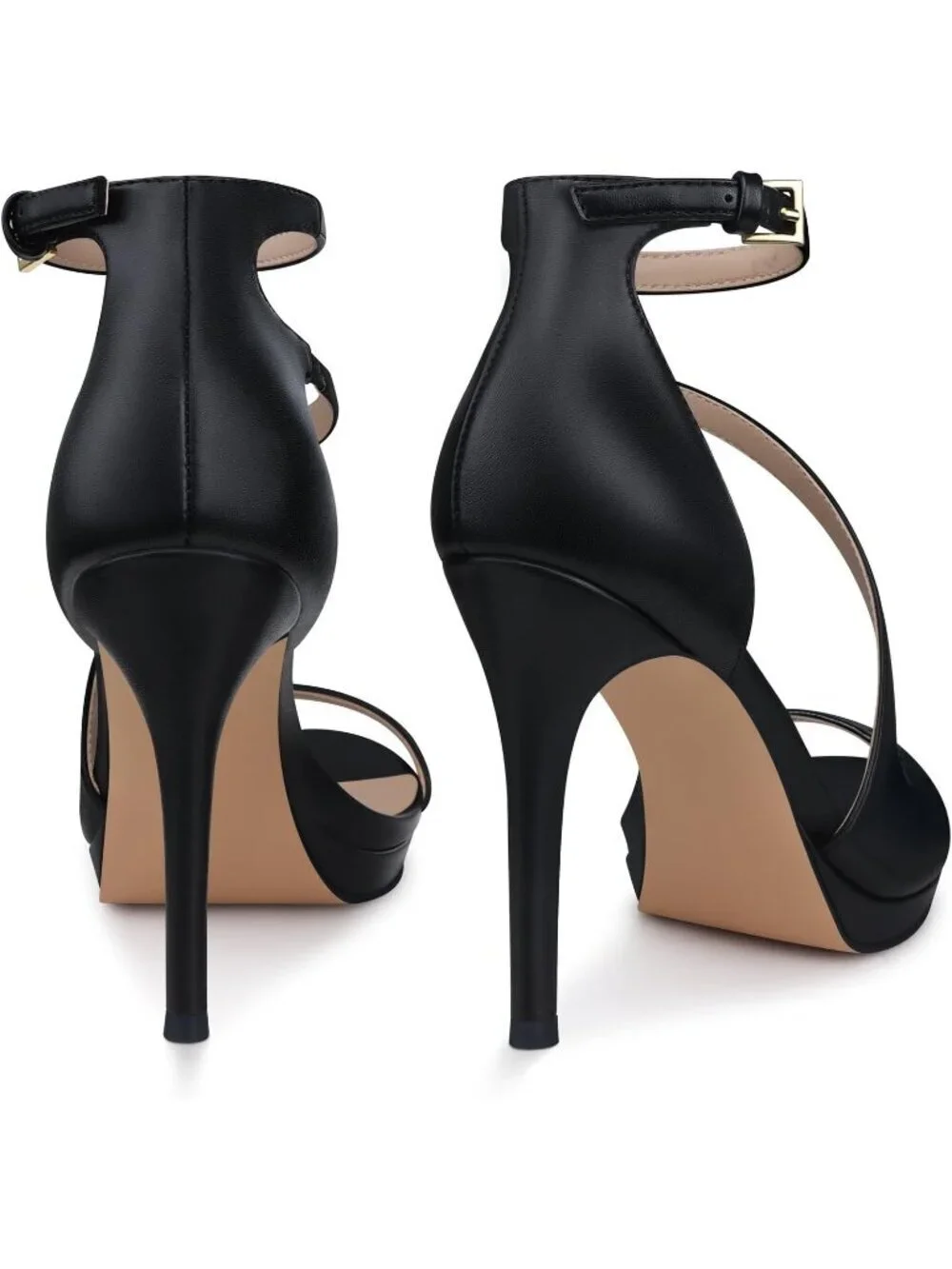 Women's Black 4.3 Inch Comfortable Prom Party Peep Toe Imported Platform Heels